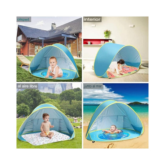 Carpa de playa con piscina para niños